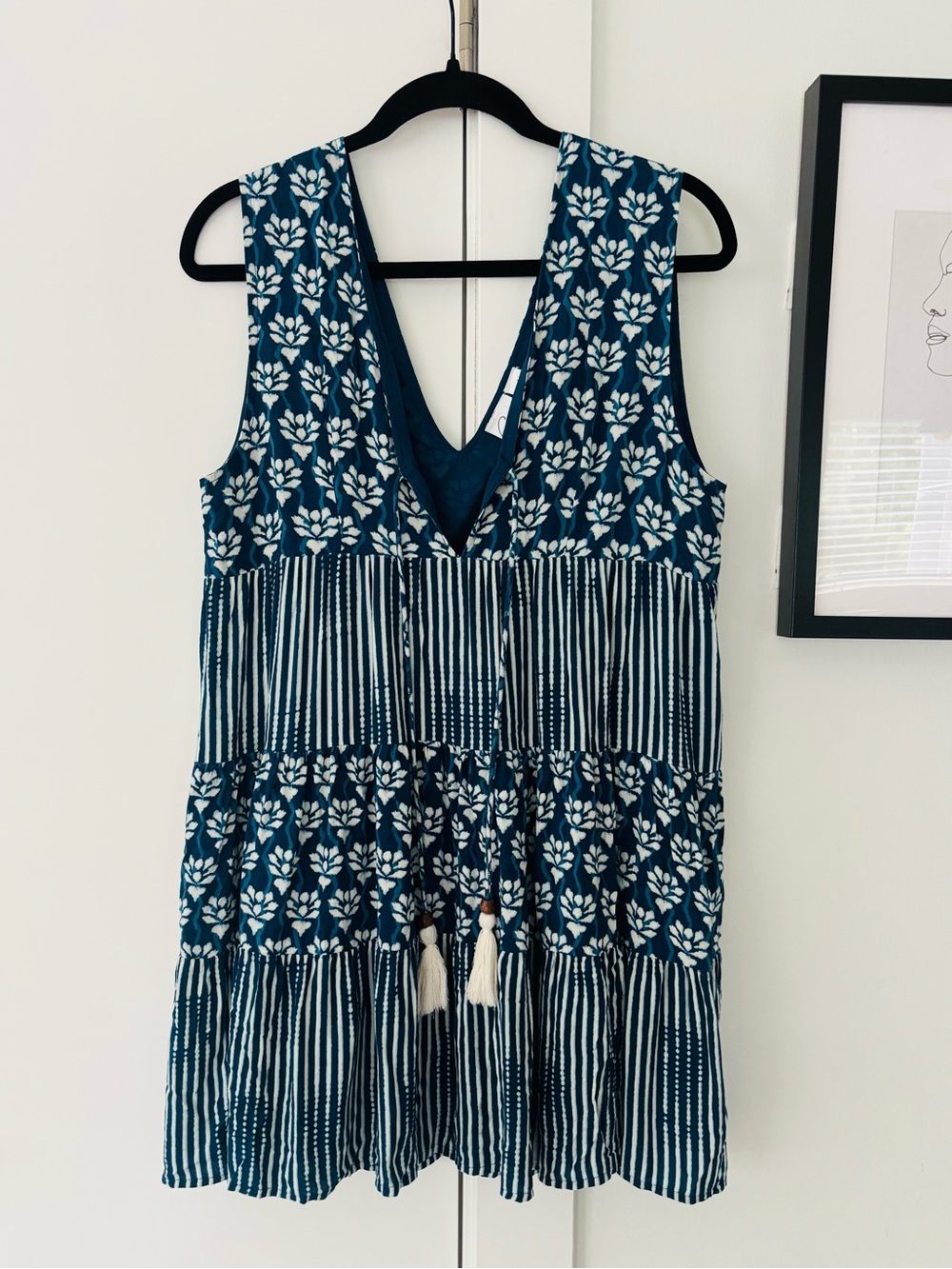 Goa Beachwear by Japna blue sleeveless babydoll summer dress size medium